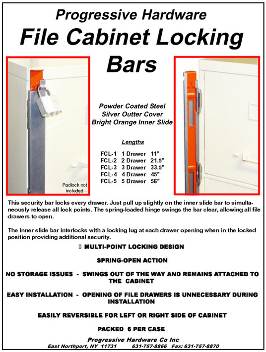 Door Hardware Progressive Hardware Co Inc File Cabinet Locking Bars